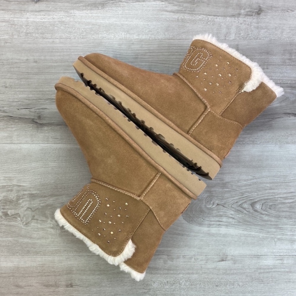 🍁 UGG 🍁 CLASSIC GEM MINI CHESTNUT BROWN BOOTS - Picture 8 of 14